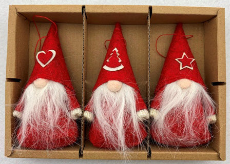 Red gnome ornaments - Set of 3