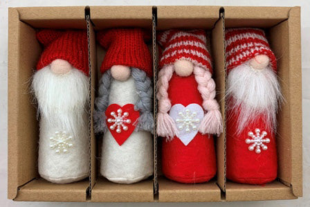 Red & White snowflake gnome ornaments