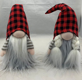 Buffalo Plaid gnome couple, 13"