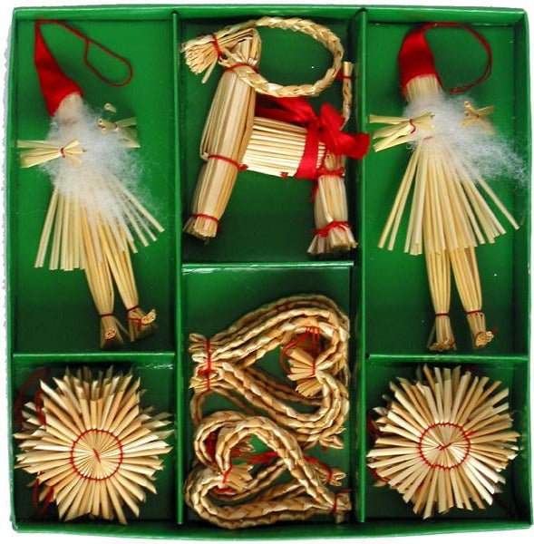 Straw ornament set - 21 pc box