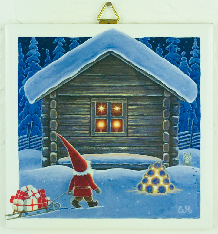 6" Ceramic Tile, Eva Melhuish Log cabin