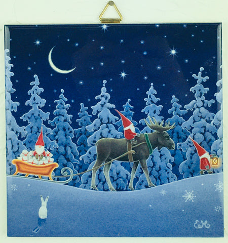 6" Ceramic Tile, Eva Melhuish Riding a moose