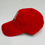 Red/White Viking ship on red baseball cap
