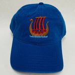 Blue/Red Viking ship on royal blue baseball cap