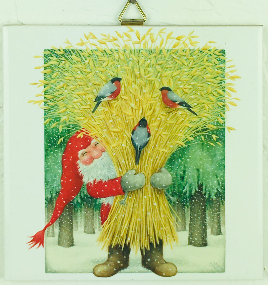 6" Ceramic Tile, Eva Melhuish Tomte with Wheat