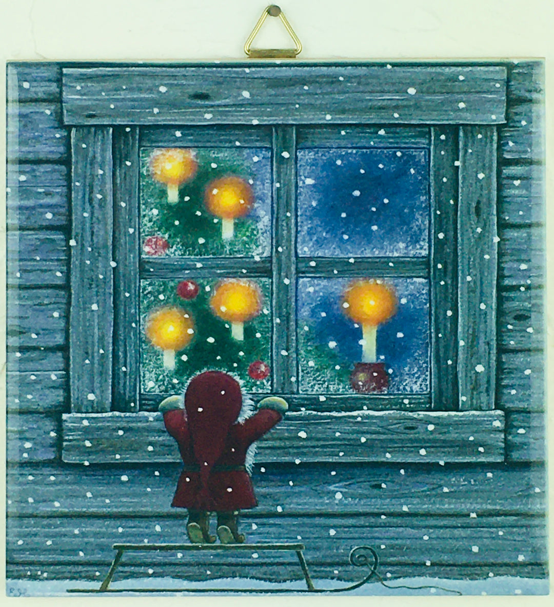 6" Ceramic Tile, Eva Melhuish tomte peeking in window