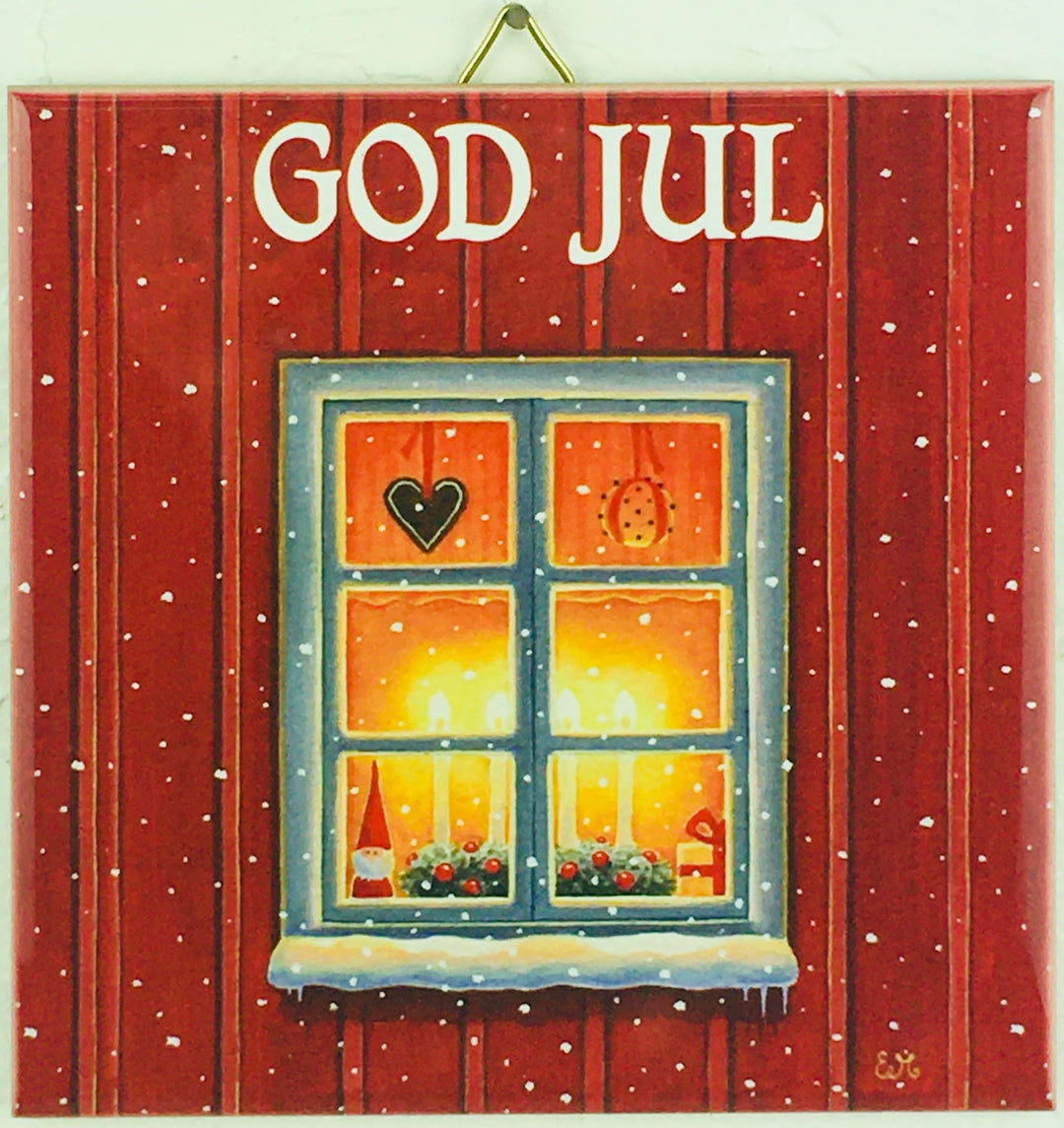 6" Ceramic Tile, Eva Melhuish Red God Jul window