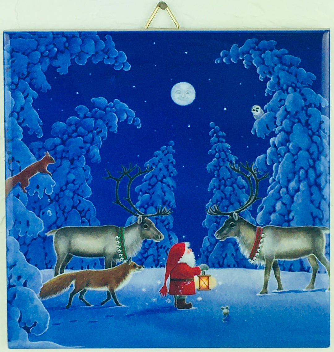 6" Ceramic Tile, Eva Melhuish Tomte & Reindeer