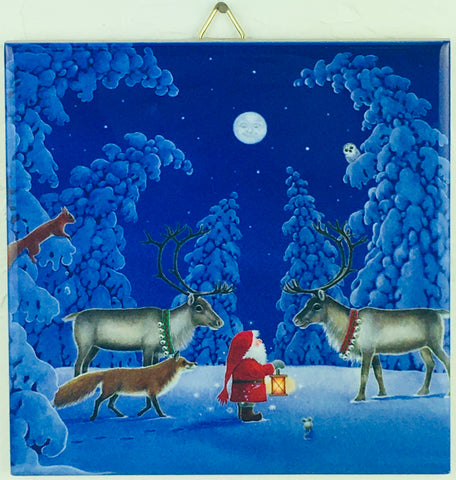 6" Ceramic Tile, Eva Melhuish Tomte & Reindeer