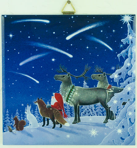 6" Ceramic Tile, Eva Melhuish Tomte & Reindeer