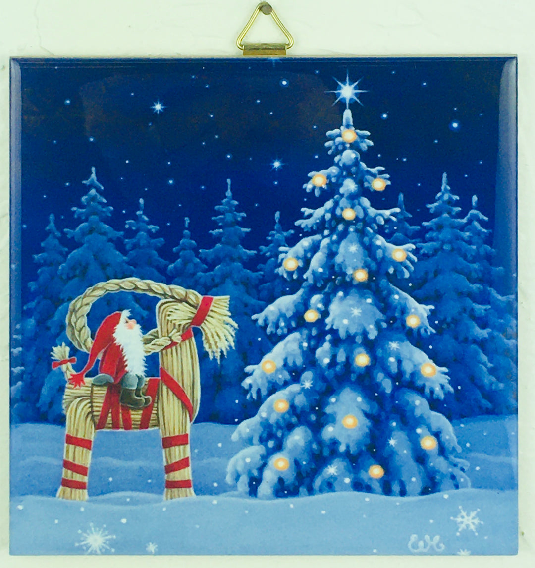 6" Ceramic Tile, Eva Melhuish Tomte on Straw Goat