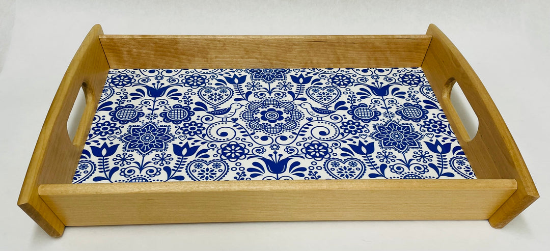 Wood Serving Tray - Folk Art Flowers