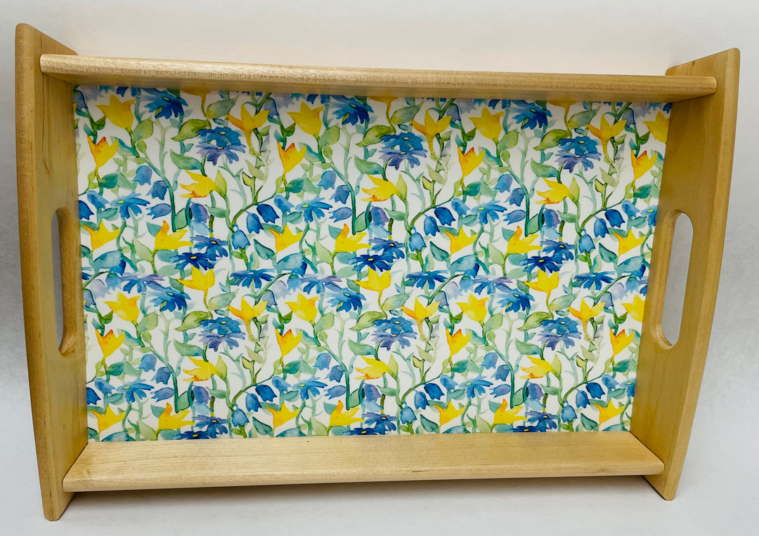 Wood Serving Tray - Swedish Flowers