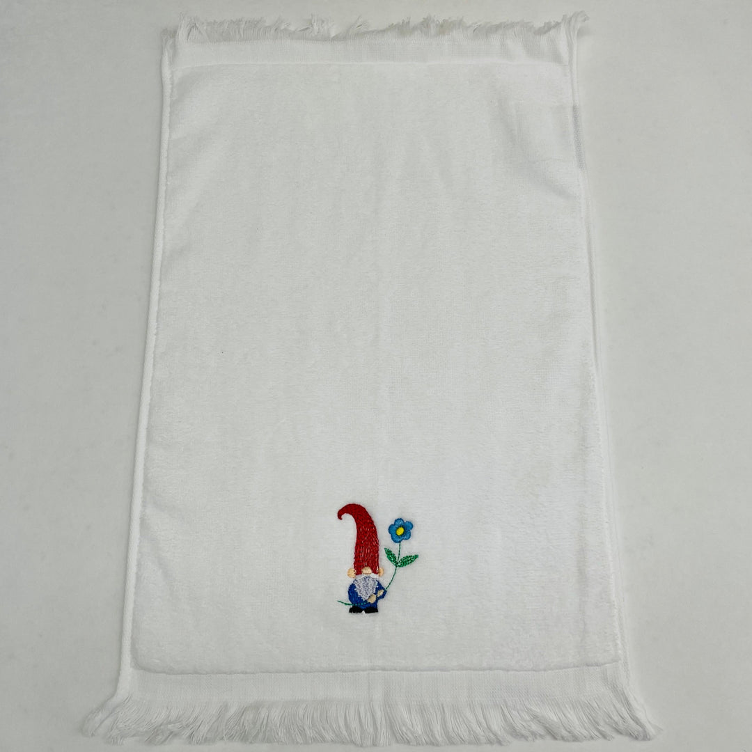 Finger tip towel - Gnome with Blue Flower