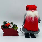 Hand made Tomte pulling Sleigh with Dala horse, Gift and Pines
