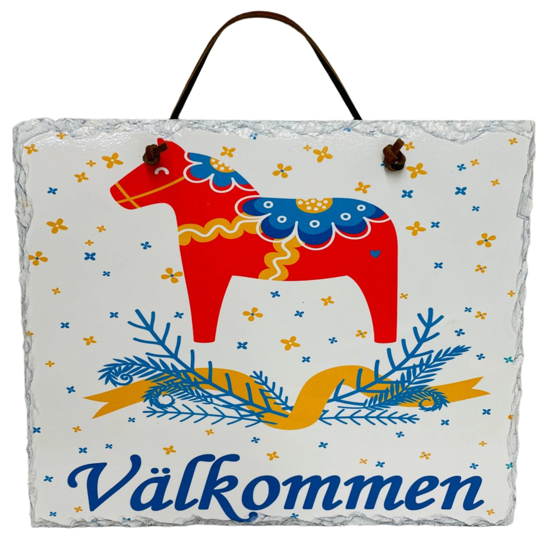 Slate Wall Hanging - Välkommen Dala Horse