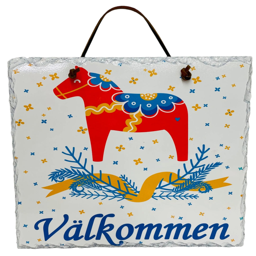 Slate Wall Hanging - Välkommen Dala Horse