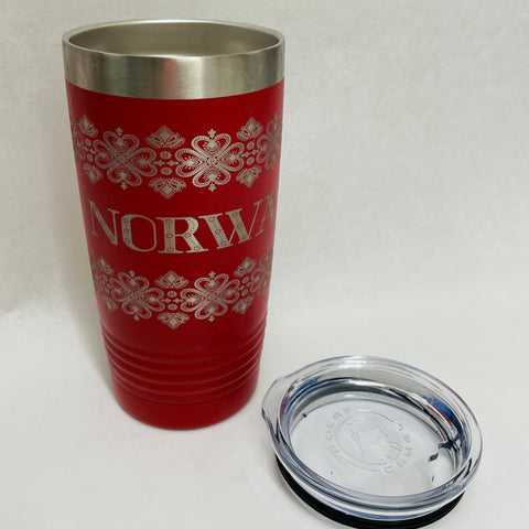 Norway on Red 20 oz Stainless Steel hot/cold Cup