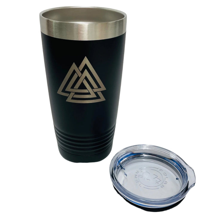 Valknut on Black 20 oz Stainless Steel hot/cold Cup