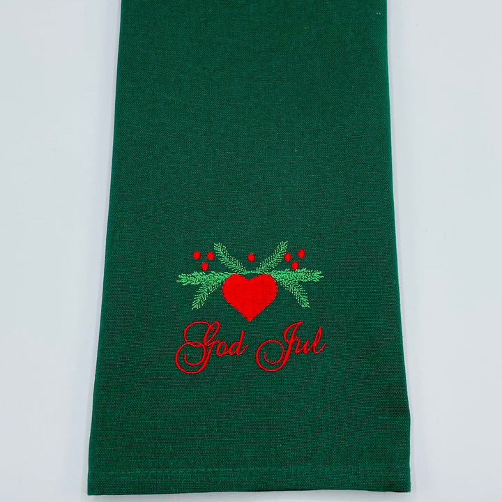 Dish Towel - God Jul Hearts & Pines