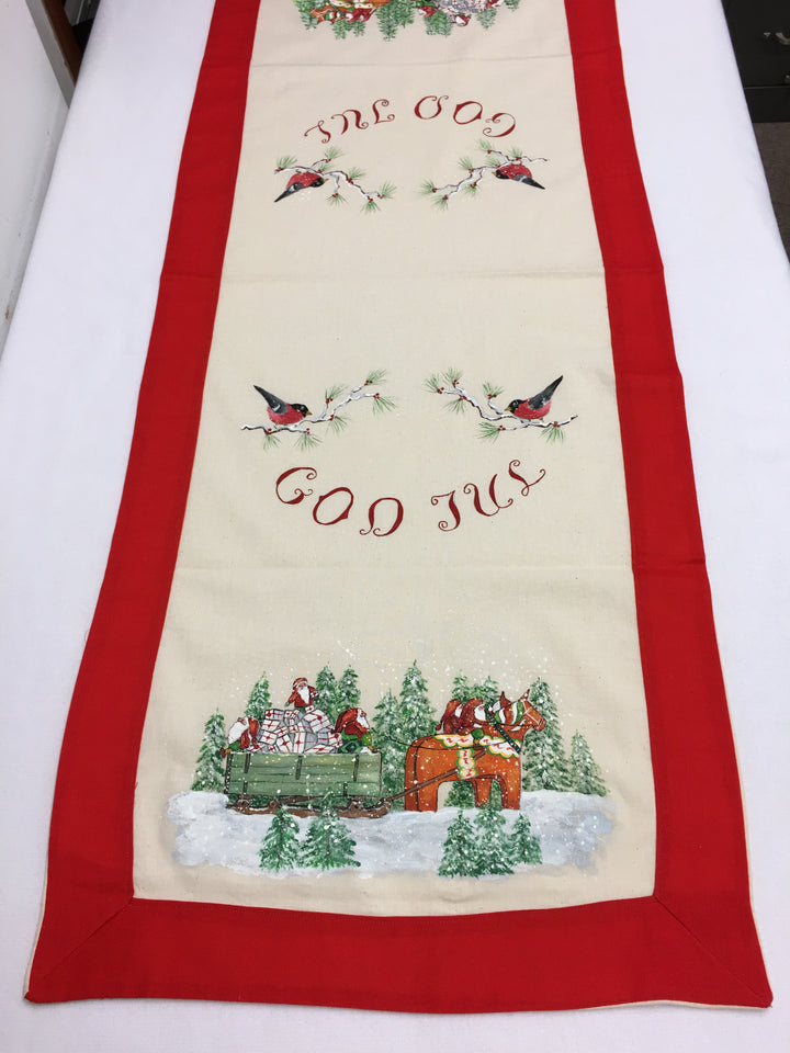 Hand Made God Jul Table Runner Tomtar on Dala Horse