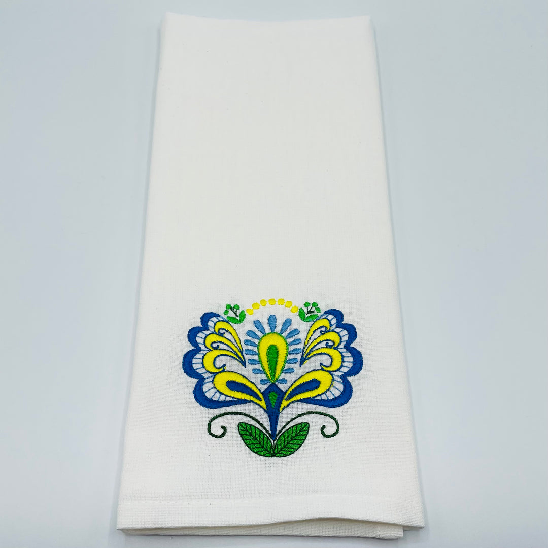 Dish Towel - Yellow & Blue Flower