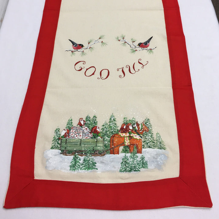 Hand Made God Jul Table Runner Tomtar on Dala Horse