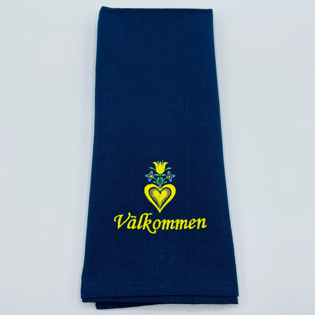 Dish Towel - Valkommen Heart on Navy