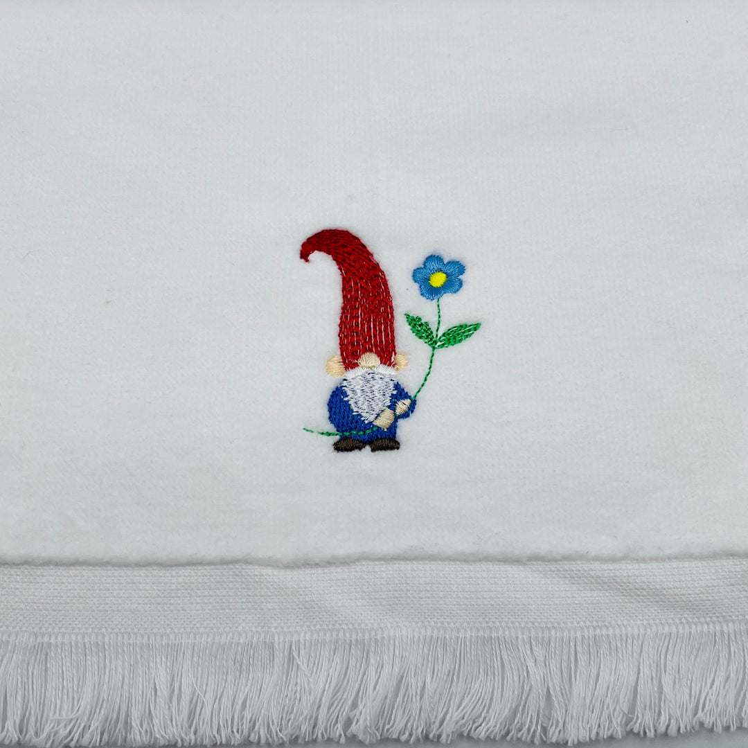 Finger tip towel - Gnome with Blue Flower