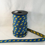Fabric Ribbon Trim by the yard - Blue & yellow Dala horses