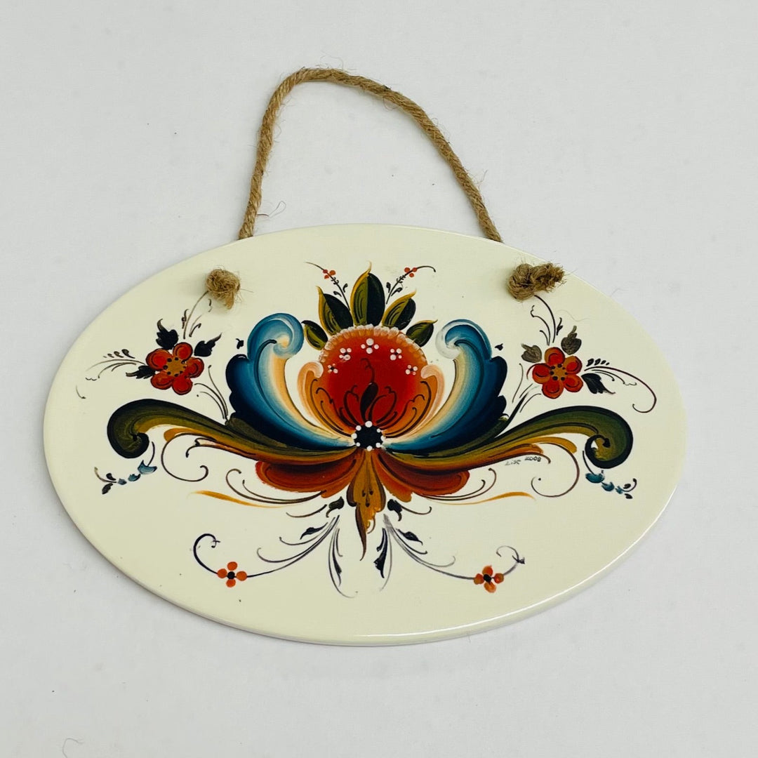 Oval Ceramic Sign - Lise Lorentzen Rosemaling