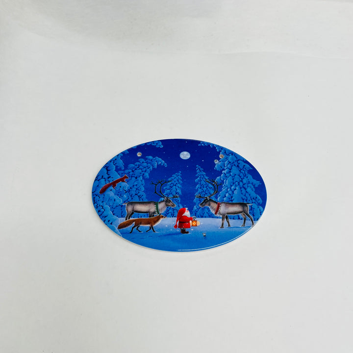 Oval Ceramic Sign - Eva Melhuish Tomte with reindeer