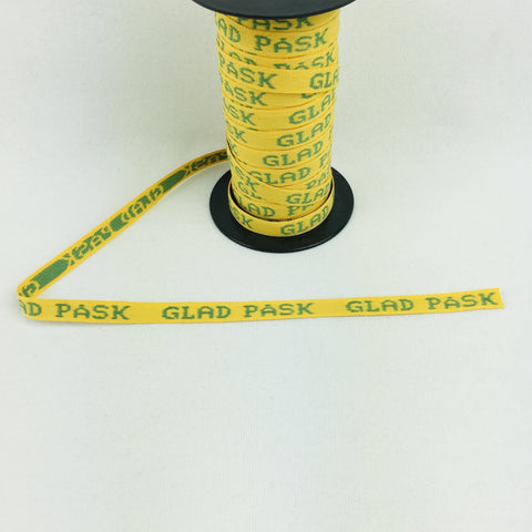 Fabric Ribbon Trim by the yard - Yellow with green Glad Påsk