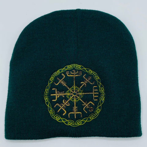 Knit beanie hat - Viking compass Vegvisir