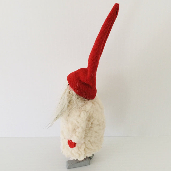 Hand made tomte with white fleece jacket