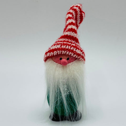 Hand made tomte with red & white stripe hat