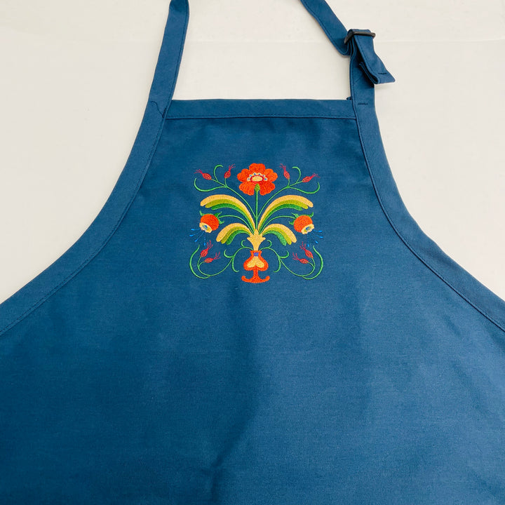 Apron - Embroidered Folk Art Floral