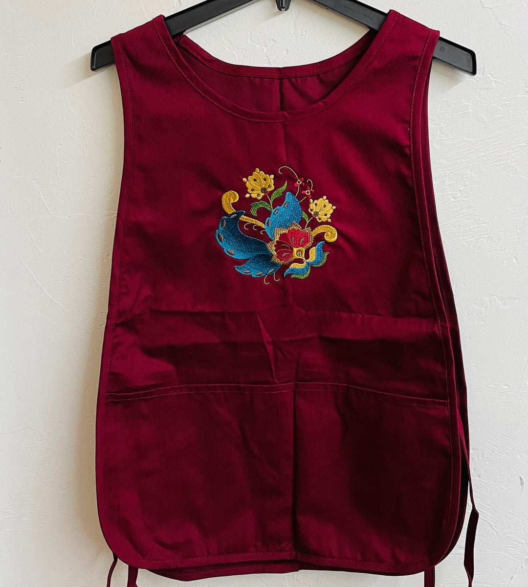 Smock style Apron - Embroidered Rosemaling