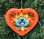 Ceramic heart ornament, Lise Lorentzen rosemaling