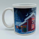 Eva Melhuish Red house with tomte coffee mug