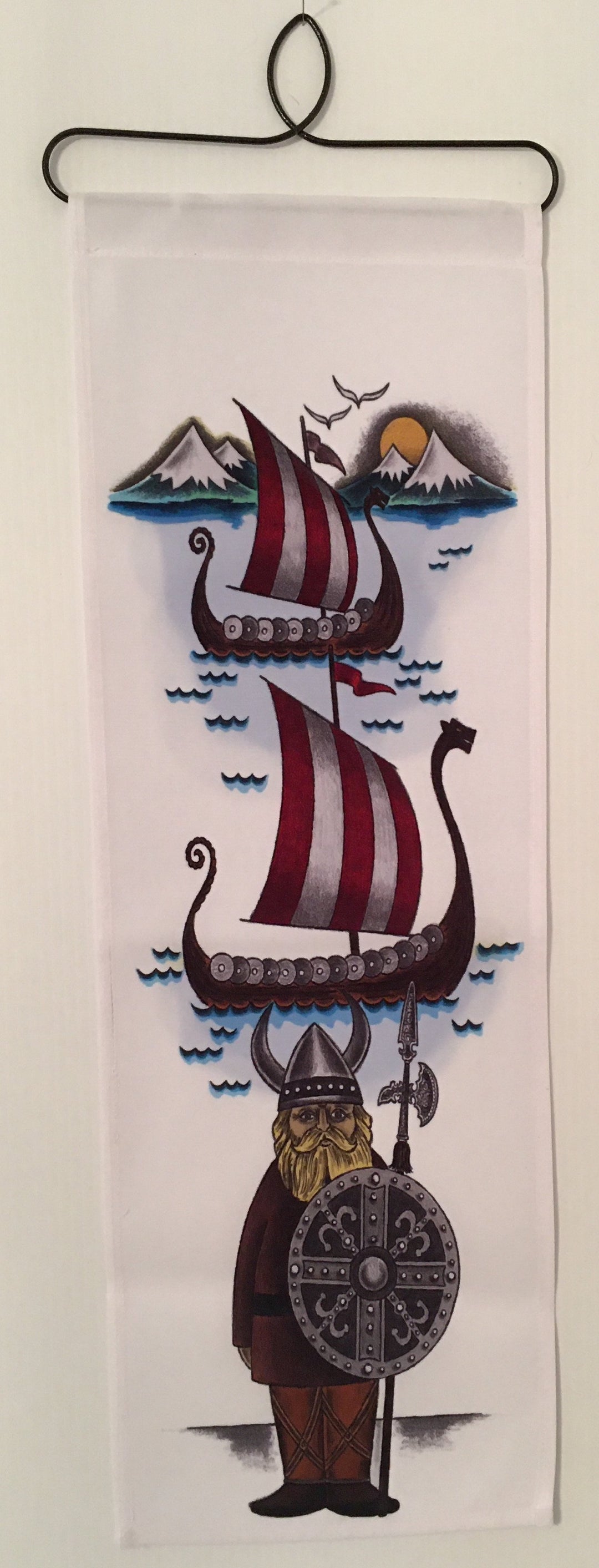 Viking & Ships fabric wall hanging