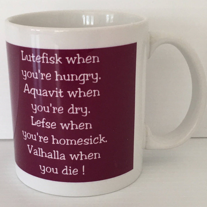 Lutefisk Aquavit Lefse Valhalla coffee mug