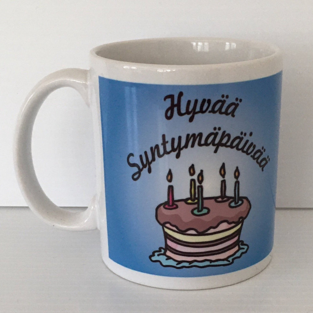 Finnish Happy Birthday coffee mug