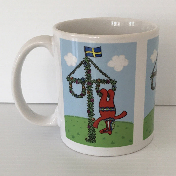 Karin Didring Dala Horse on Midsommar maypole coffee mug