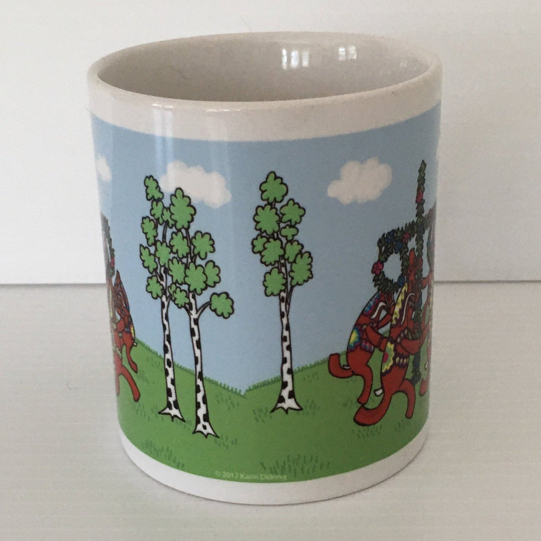 Karin Didring Dala Horse Midsommar maypole dancing coffee mug