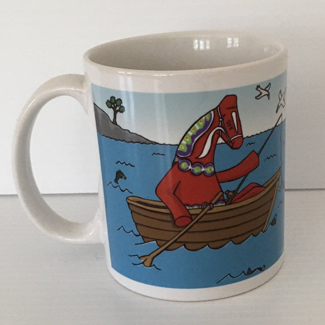 Karin Didring Dala Horse fishing coffee mug