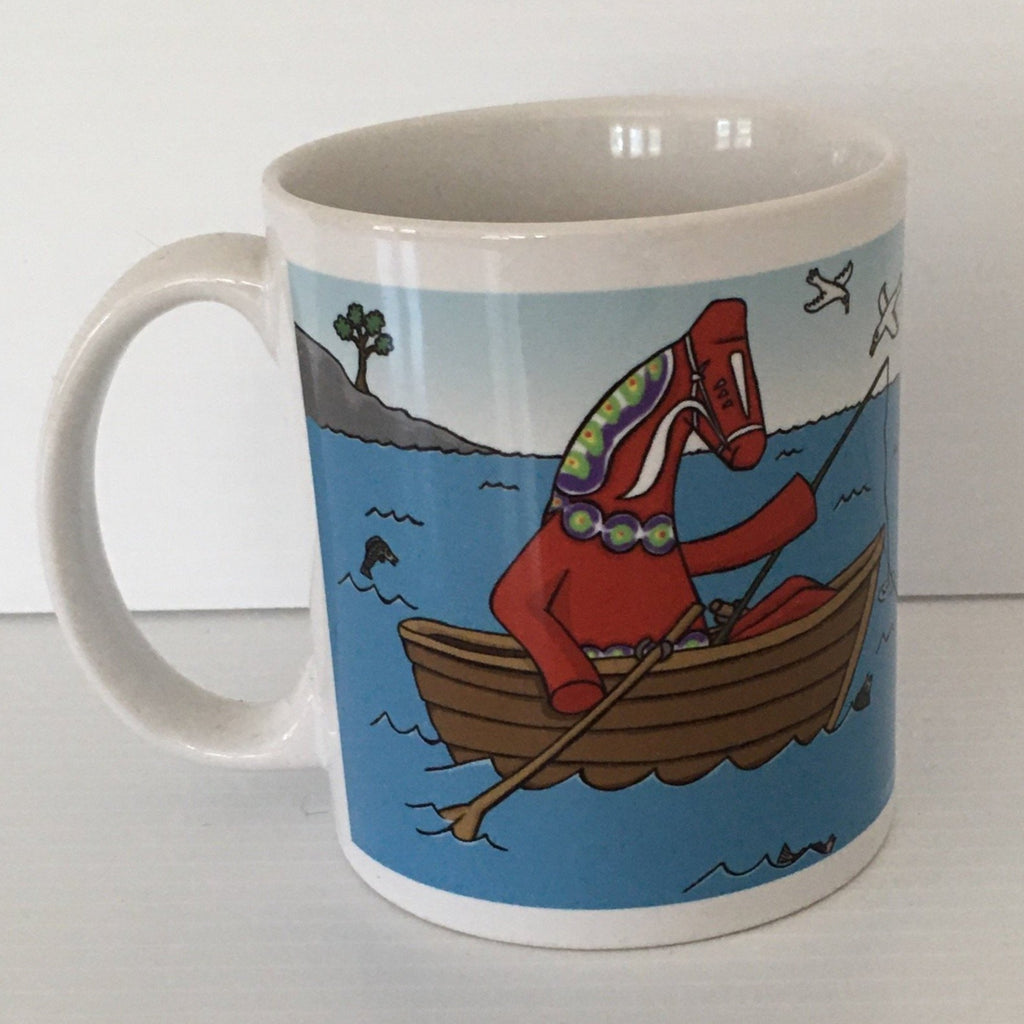 Karin Didring Dala Horse fishing coffee mug – Gift Chalet