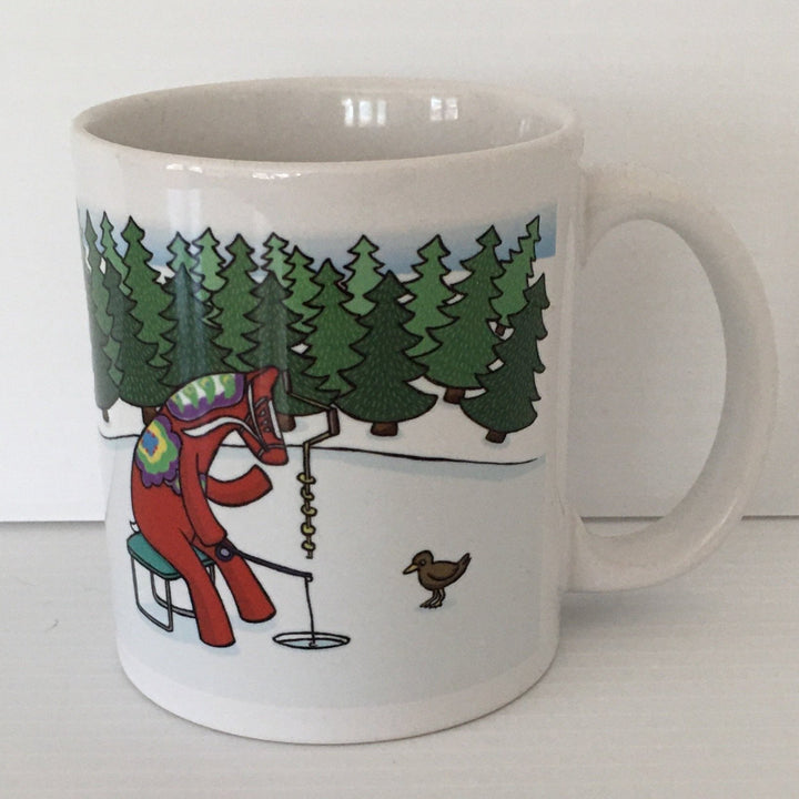 Karin Didring Dala Horse ice fishing coffee mug