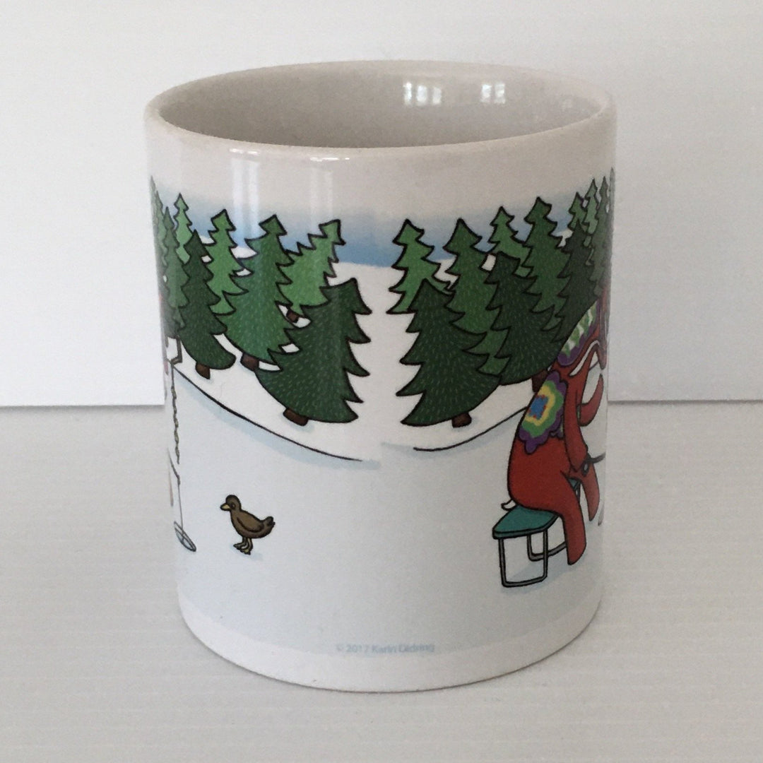 Karin Didring Dala Horse ice fishing coffee mug