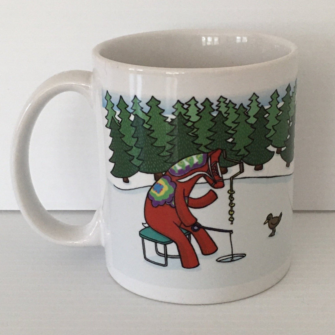 Karin Didring Dala Horse ice fishing coffee mug